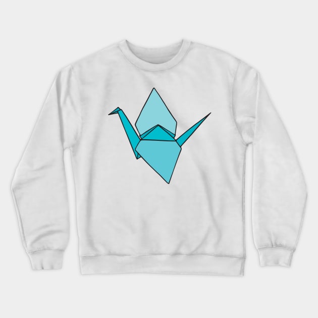 Blue Origami Paper Crane Crewneck Sweatshirt by murialbezanson